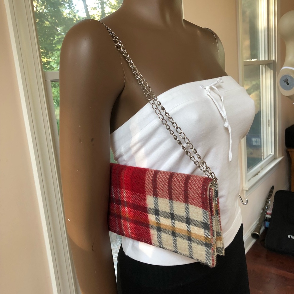 PLAID CHAIN SHOULDER PURSE